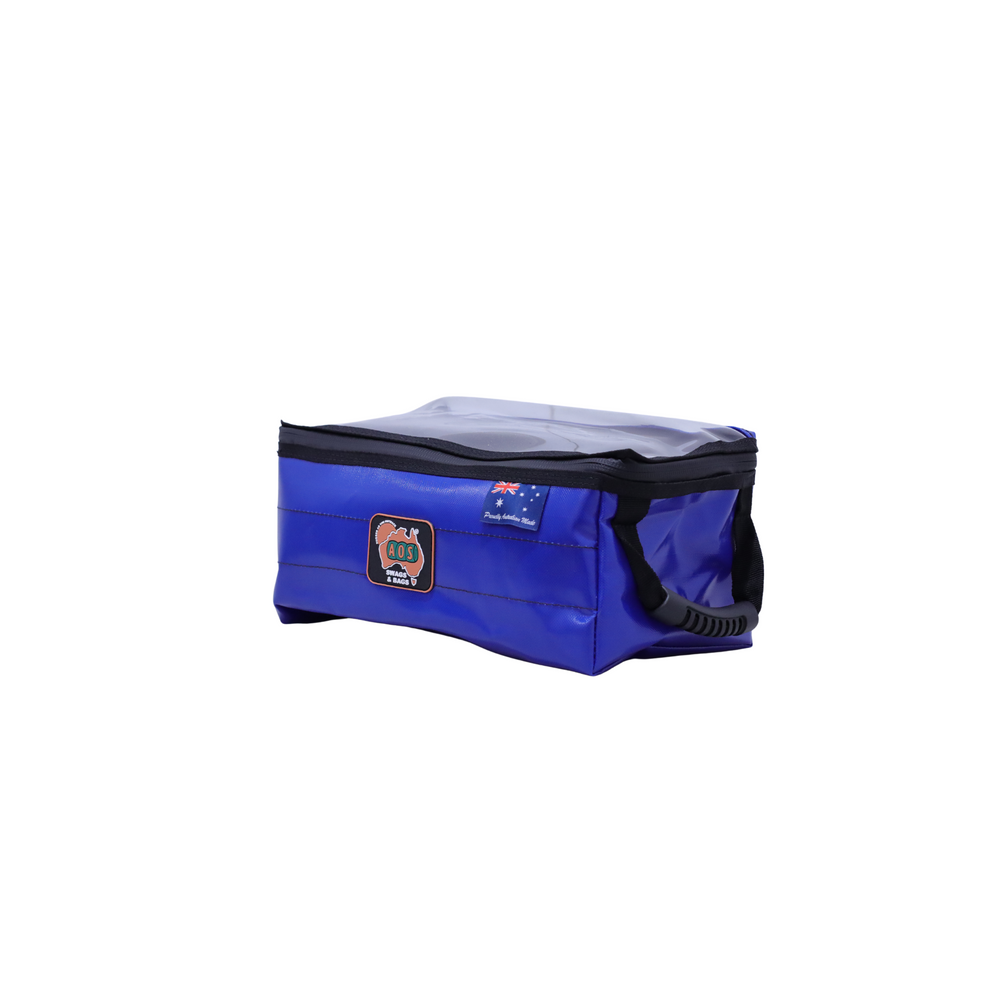 AOS Blue small PVC gear bag side on