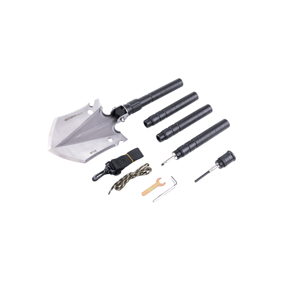 NEXTORCH MT30 Multifunctional Folding Spade in pieces showing all components