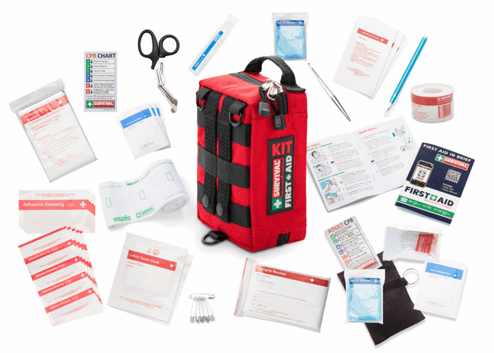 handy first aid kit surronded by contents