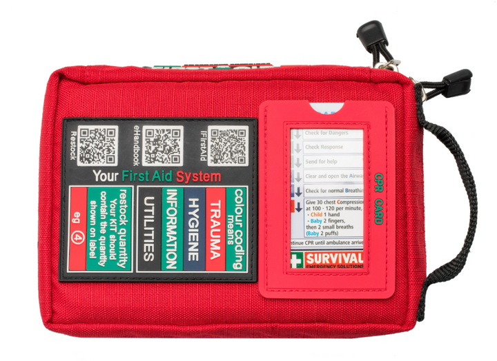 handy first aid kit front on view lay down