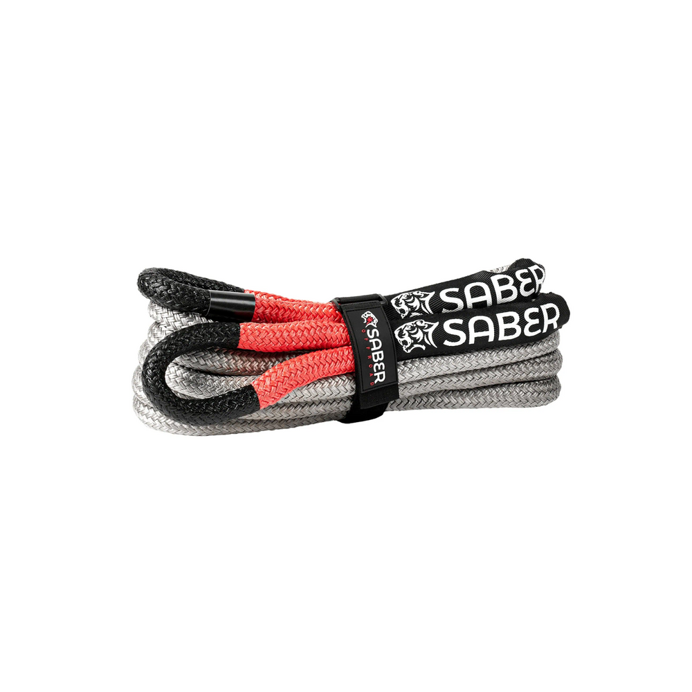 Gray and red rope with black accents and 'Saber' branding on a white background